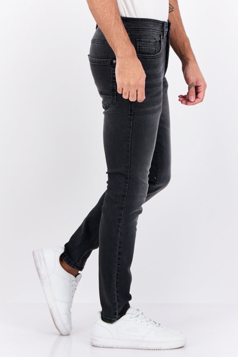 CROSSHATCH جينز قصير ضيق للرجال، مغسول وقابل للتمدد، أسود - Image 2
