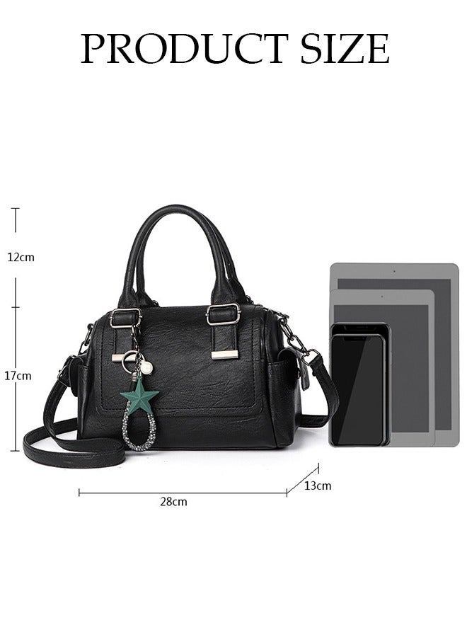 DUNISO Women's Vintage Tote Bag Handbags Faux Leather Shoulder Bag Ladies Fashion Designer Satchel Crossbody Bag with Detachable Strap for Ladies - Image 3