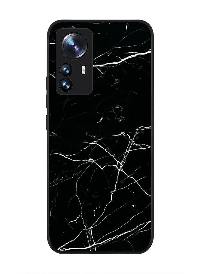 Stylizedd Rugged Black edge case for Xiaomi 12 / Xiaomi 12X Slim fit Soft Case Flexible Rubber Edges Anti Drop TPU Gel Thin Cover - Marble Print Black - Image 1
