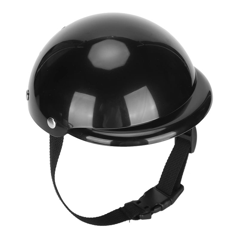 Small Medium Dog Helmet Hat Hard ABS Adjustable Chin Strap Black Motorcycle Cap - Image 2