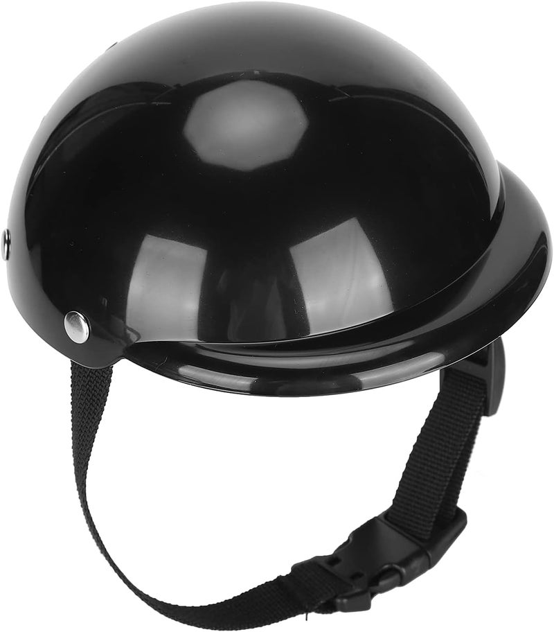 Small Medium Dog Helmet Hat Hard ABS Adjustable Chin Strap Black Motorcycle Cap - Image 1