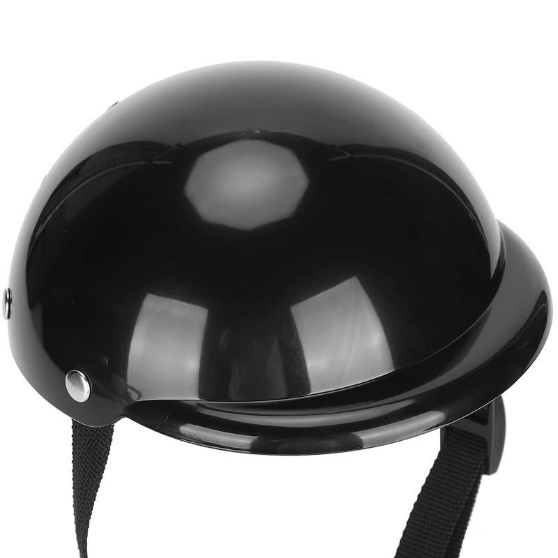 Small Medium Dog Helmet Hat Hard ABS Adjustable Chin Strap Black Motorcycle Cap - Image 4