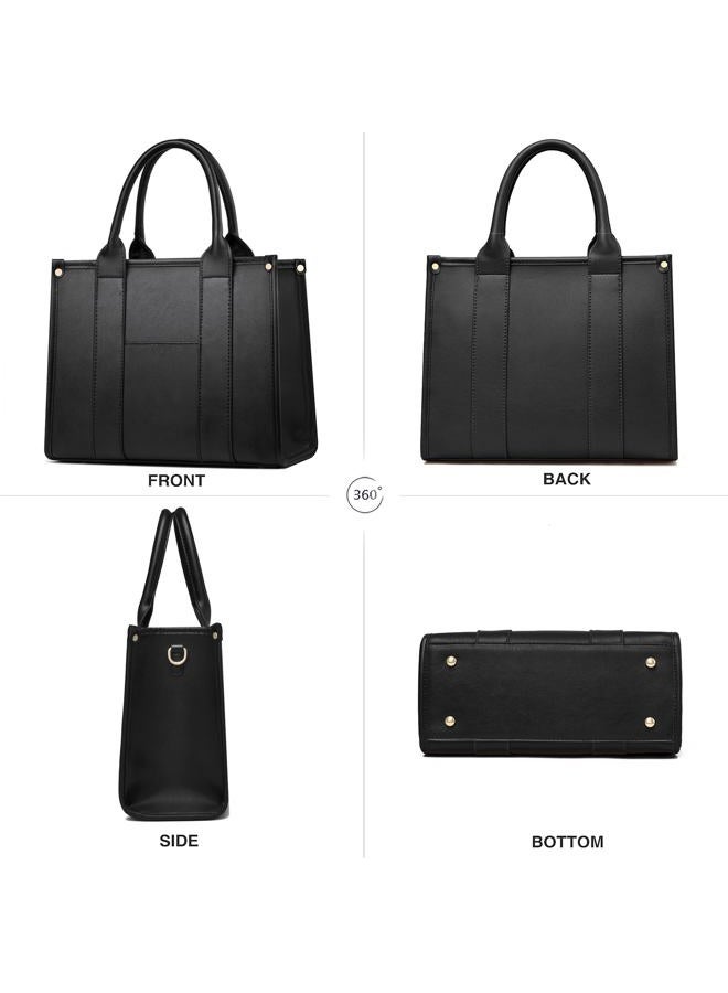 COCIFER Crossbody Purses for Women Shoulder Bag Handbags PU Leather Tote Top Handle Bags, Black, Tote Bag for Women - Image 4