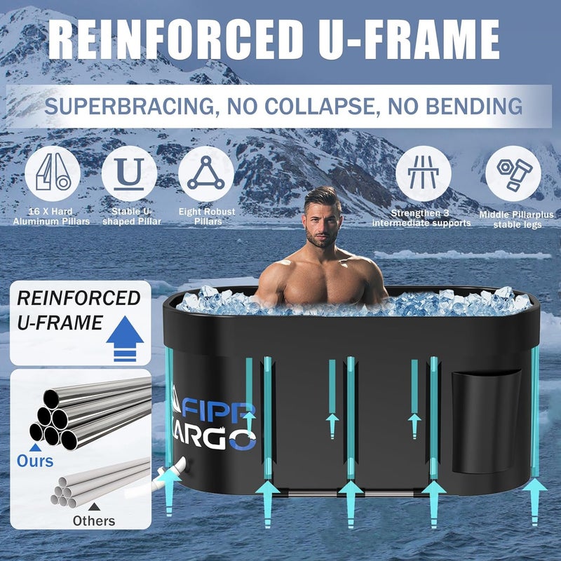 Fippkargo Ice Bath Tub for Athletes - 129 Gal Cold Plunge Tub for Recovery, Portable Bathtub Adult, Outdoor Large Oval Ice Plunge for Ice Bath, Cold Tub for Home, Gyms, Indoor, and Cold Water Training - Image 4