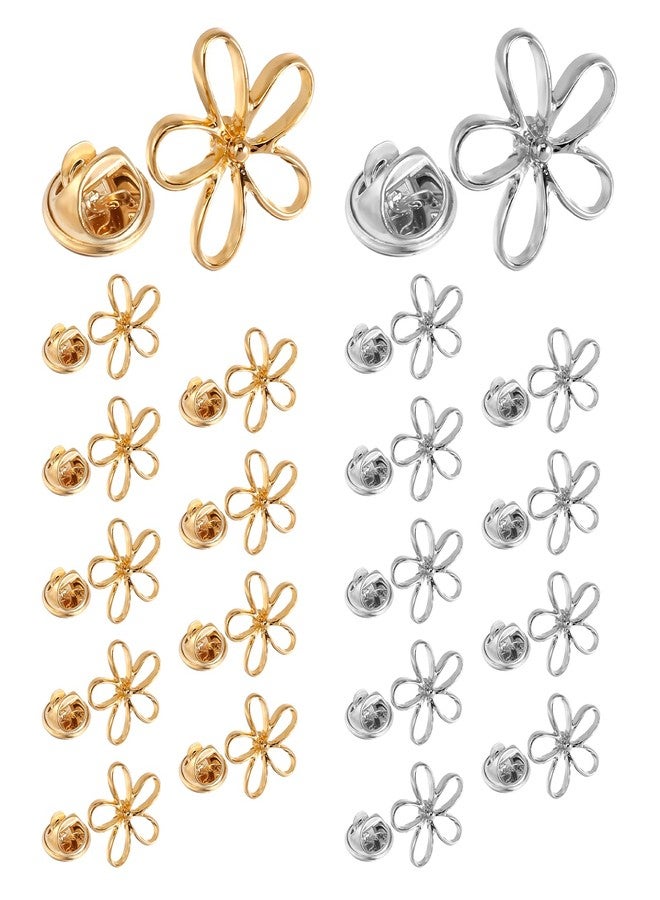 Sliverdew Flower Modesty Pins 20 PCS Lapel Pins for Clothes, Safety Cover up Shirt Button Pin No Sew Reusable Detachable Anti-Exposure Fixed Brooches for Scarf,Bag,Pocket or Cardigan - Image 1