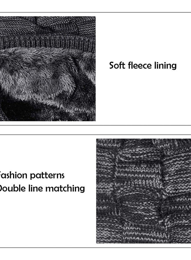 29 IYEBRAO IYEBRAO 2-Pieces Winter Beanie Hat Scarf Set Thick Fleece Lined Warm Knit Ski Hats Skull Cap for Men & Women, Black, One size - Image 5