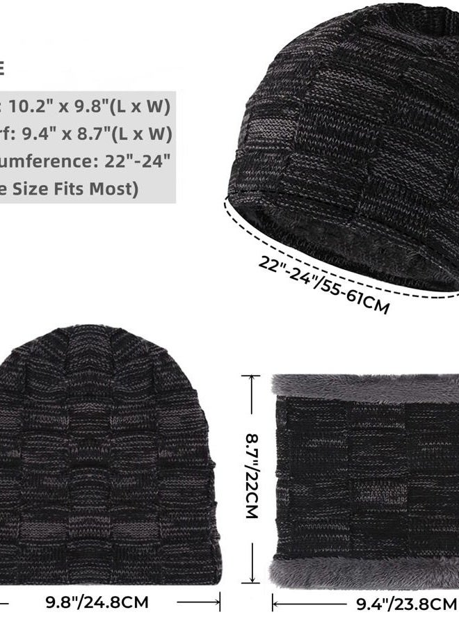29 IYEBRAO IYEBRAO 2-Pieces Winter Beanie Hat Scarf Set Thick Fleece Lined Warm Knit Ski Hats Skull Cap for Men & Women, Black, One size - Image 4