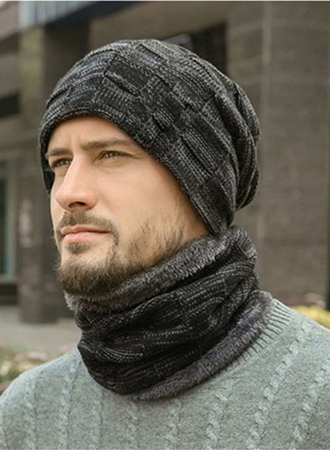 29 IYEBRAO IYEBRAO 2-Pieces Winter Beanie Hat Scarf Set Thick Fleece Lined Warm Knit Ski Hats Skull Cap for Men & Women, Black, One size - Image 2