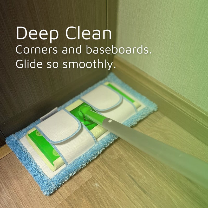 F Flammi Reusable Washable Mop Pads for Swiffer Sweeper Mop, 2-Pack Microfiber Cleaning Cloths for Hard Floors, Baseboards, Wet and Dry Dusting - Image 4