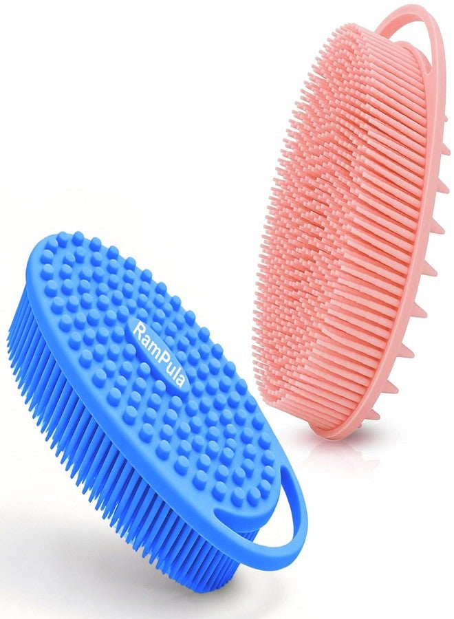 RamPula Silicone Body Scrubber - Dual-Sided Silicone Loofah for Shower, Soft Exfoliating Body Bath Shower Scrubber Loofah Brush Easy-to-Clean for Sensitive Kids Women Men All Kinds of Skin, Set of 2 - Image 1
