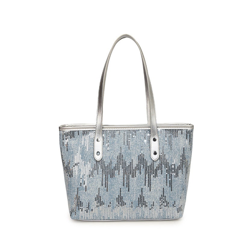 New Portable Tote Bag Women'S Bag Large Capacity Work Commuter Bag Women'S Canvas Sequin High-End Shoulder Bag - Image 1