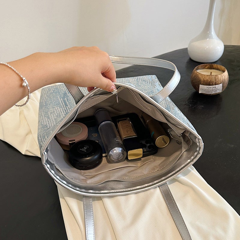 New Portable Tote Bag Women'S Bag Large Capacity Work Commuter Bag Women'S Canvas Sequin High-End Shoulder Bag - Image 5