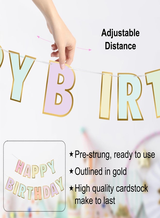 Danadia Pastel Birthday Decorations, Pre-Strung Happy Birthday Banner with Smiley Face and Circle Dot Garland,NO DIY Preppy Party Decorations for Women Girls Men Boys - Image 3