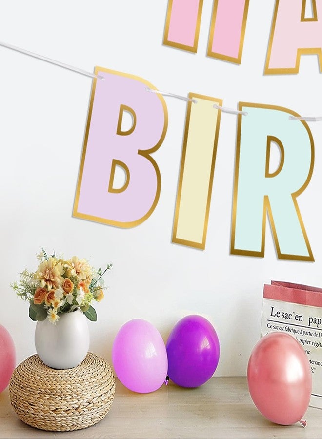 Danadia Pastel Birthday Decorations, Pre-Strung Happy Birthday Banner with Smiley Face and Circle Dot Garland,NO DIY Preppy Party Decorations for Women Girls Men Boys - Image 5