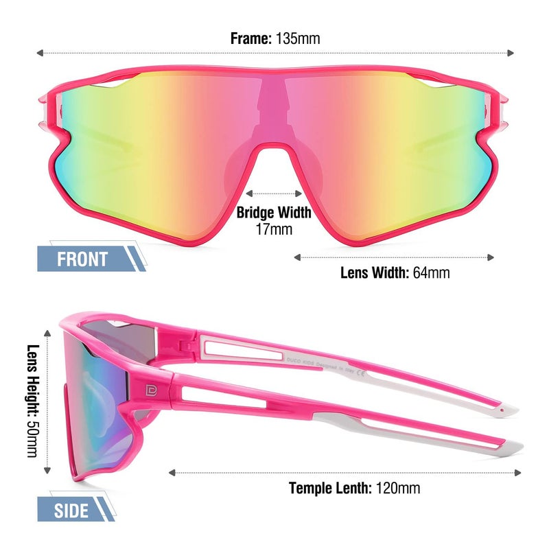 DUCO Kids Sunglasses Youth Baseball Sun Glasses Lightweight TR90 Frame UV400 Sports Cycling Shades for Boys Girls DK268 - Image 3