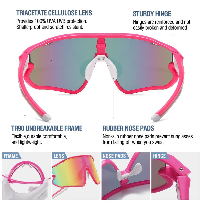 DUCO Kids Sunglasses Youth Baseball Sun Glasses Lightweight TR90 Frame UV400 Sports Cycling Shades for Boys Girls DK268 - Image 4