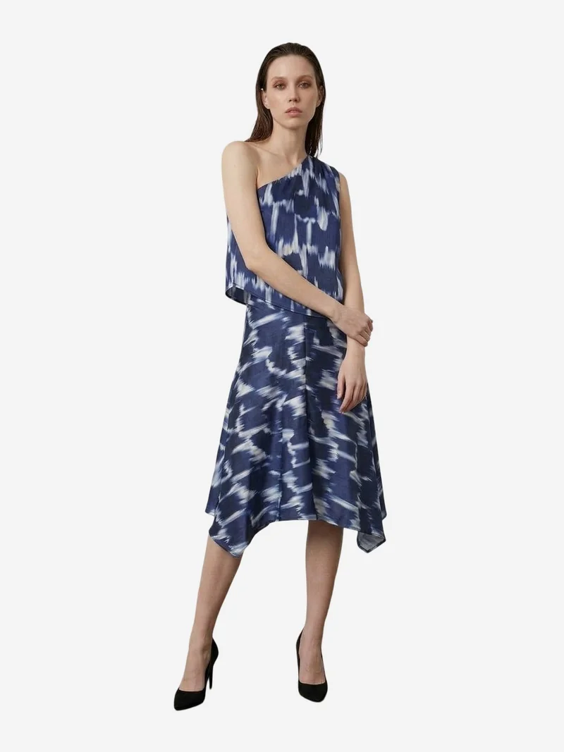 My Fashion Multicolor MY FASHION Asymmetrical Satin Blouse and Midi Skirt Set for Women | Best Price UAE