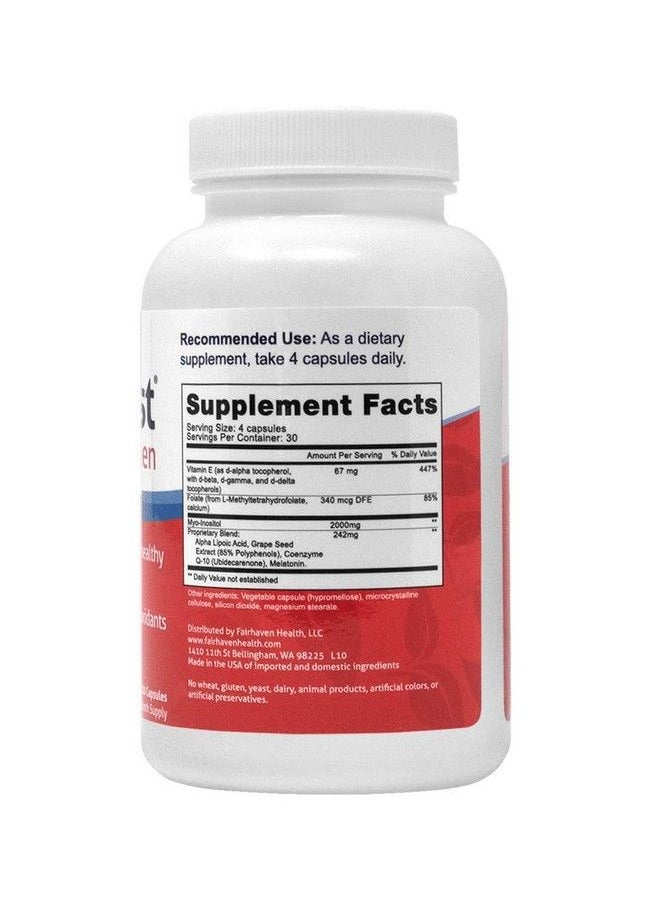 fairhaven health - مكمل غذائي طبيعي لزيادة الخصوبة من Ovaboost مع ميواينوزيتول وفولات Coq10 وفيتامينات التبويض وجودة البويضات للنساء (120 كبسولة) - Image 1