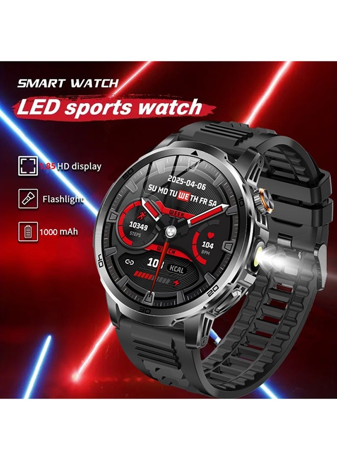 RollsTimi  Smart Watches for Men, 1.85" Smartwatch with 1000 mAh Battery LED Flashlight Sleep Monitor, Answer/Make Calls Fitness Watch for Android/iPhone - Image 1