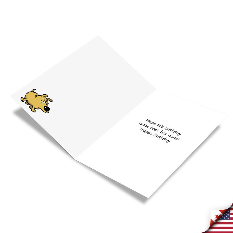 NobleWorks - 1 Happy Birthday Greeting Card Funny - Cartoon Comic Humor, Celebrate Birthdays Notecard - Saloon Dog Door C7368BDG - Image 2