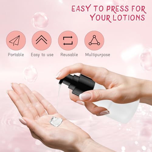 Wresty 6 Pcs Empty Glass Pump Bottles Refillable Cream Lotion Bottles Travel Sample Bottle Cosmetic Dispenser Bottle Containers For Lotion Cream Emulsion Essence (White, 60ml/2oz) - Image 3