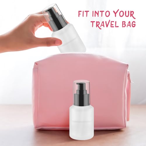 Wresty 6 Pcs Empty Glass Pump Bottles Refillable Cream Lotion Bottles Travel Sample Bottle Cosmetic Dispenser Bottle Containers For Lotion Cream Emulsion Essence (White, 60ml/2oz) - Image 4