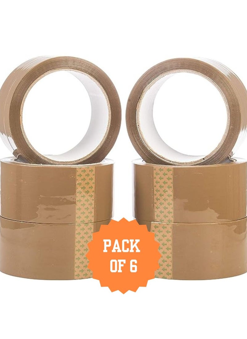 Nice Pack 6 Rolls 2" wide 45 yards Brown Premium Quality Tape for All Purpose use -Heavy Duty Packaging, Shipping, Moving, Sealing - Stronger & Thicker items, Office and Home.  - Image 1