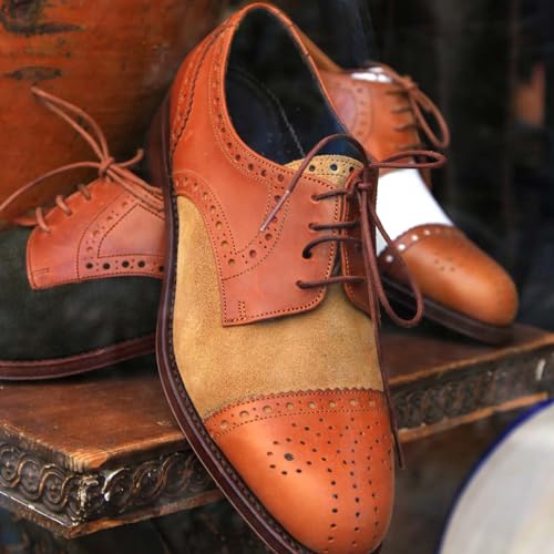 VSUDO Waxed Round 32" Red Brown Dress Shoe Laces for Men - 2 Pairs (Red Brown-080CM) - Image 3