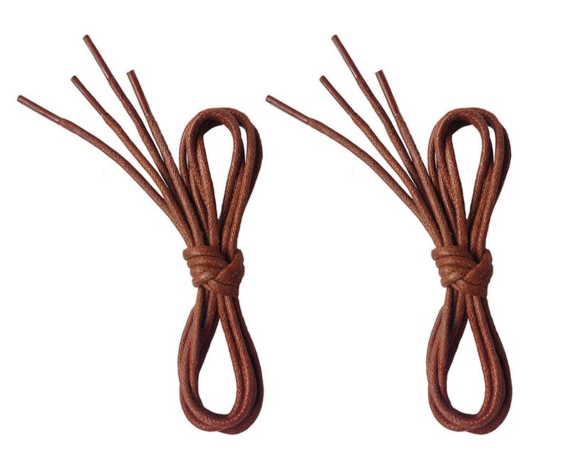 VSUDO Waxed Round 32" Red Brown Dress Shoe Laces for Men - 2 Pairs (Red Brown-080CM) - Image 1