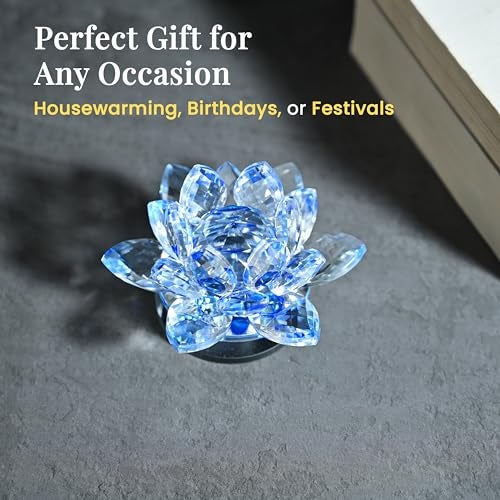 ZAICUS Crystal Lotus Flower Showpiece for Home Decor & Office Desk | Feng Shui Decorative Gift for Housewarming, Birthday, Spiritual & Festive Décor (Multicolor) - Image 4