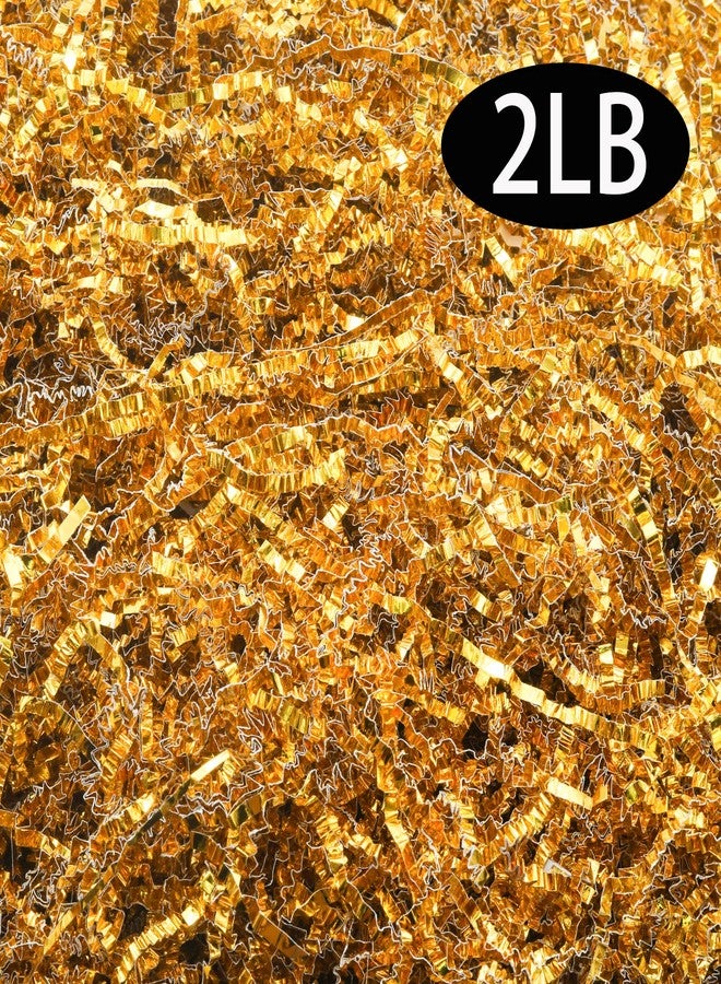 Funstreet 2LB Crinkle Cut Paper Shredded Paper Filler Gold Confetti Shreds for Gift Baskets Gift Box - Image 2