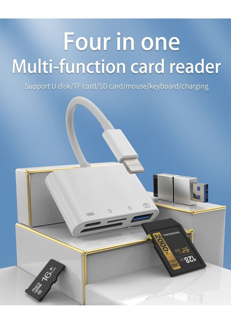Generic - Camera Memory SD Card Reader Compatible for iPhone,Compatible with Lightning Male to USB Female OTG Adapter Micro TF Power Charging Splitter Charger Connector for Apple for ipad 12 11 xs xr x Camera - Image 1