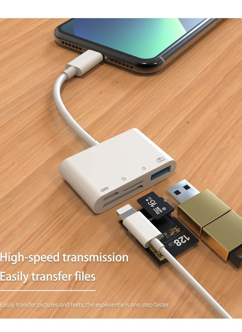 Generic - Camera Memory SD Card Reader Compatible for iPhone,Compatible with Lightning Male to USB Female OTG Adapter Micro TF Power Charging Splitter Charger Connector for Apple for ipad 12 11 xs xr x Camera - Image 1