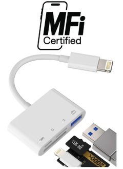Camera Memory SD Card Reader Compatible for iPhone,Compatible with Lightning Male to USB Female OTG Adapter Micro TF Power Charging Splitter Charger Connector for Apple for ipad 12 11 xs xr x Camera