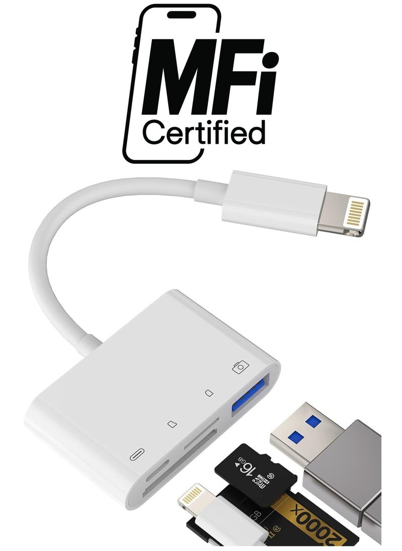 Generic - Camera Memory SD Card Reader Compatible for iPhone,Compatible with Lightning Male to USB Female OTG Adapter Micro TF Power Charging Splitter Charger Connector for Apple for ipad 12 11 xs xr x Camera - Image 1