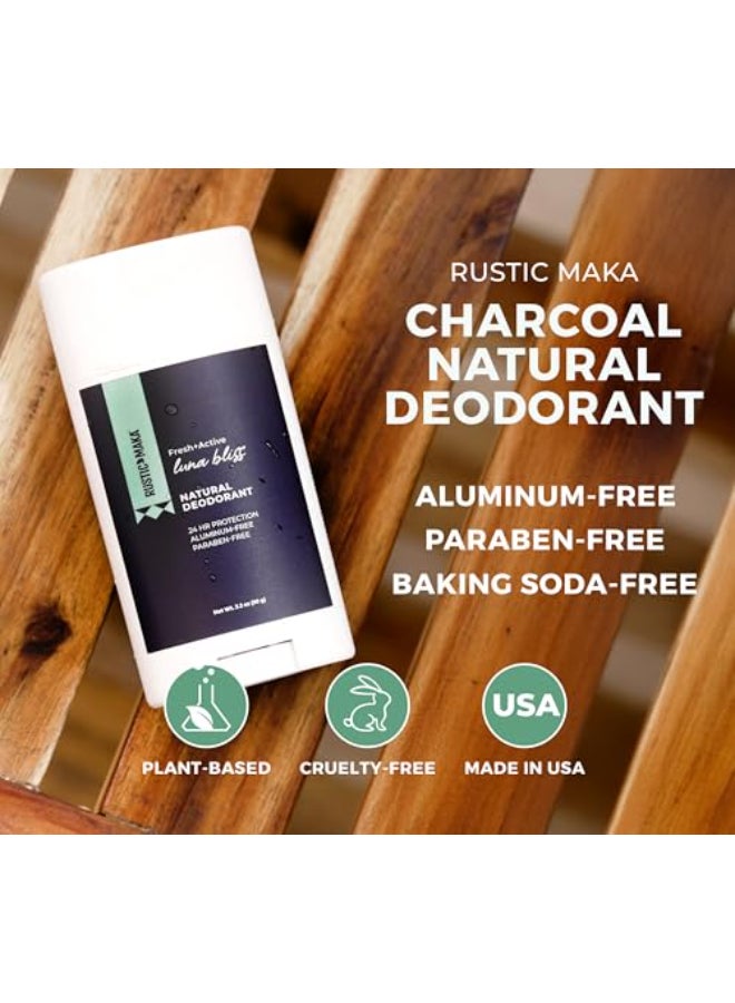 Rustic MAKA Natural Deodorant Stick for Women Luna Bliss Scent LongLasting odor Protection AluminumFree CrueltyFree No Baking Soda Activated Charcoal Magnesium - Image 3