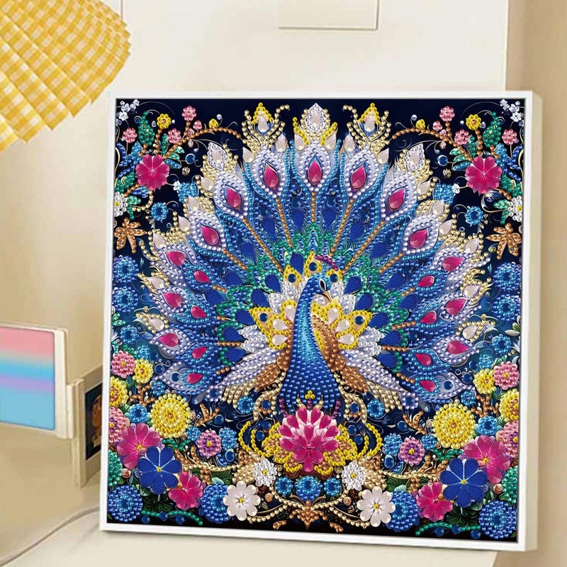 JATOK 5D Special Shape Diamond Painting Art, Diamond Painting Kits for Adults Beginners, Crystal Rhinestones for Home Wall Decoration Gift, Peacock 12x12 in - Image 5