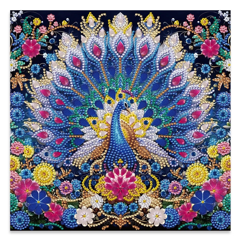 JATOK 5D Special Shape Diamond Painting Art, Diamond Painting Kits for Adults Beginners, Crystal Rhinestones for Home Wall Decoration Gift, Peacock 12x12 in - Image 1