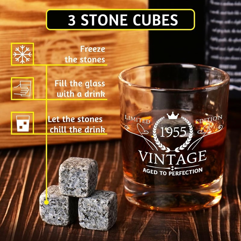 Ithmahco 2025 70th Birthday Gifts: Cool Mens 70th Gift Ideas, 1955 Whiskey Glasses, 70 Year Old Gift For Husband & Grandpa - Image 4