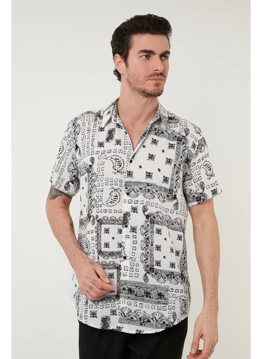Buratti Buttoned Plain Collar Short Sleeve Shirt Men's Shirt CF21S114291