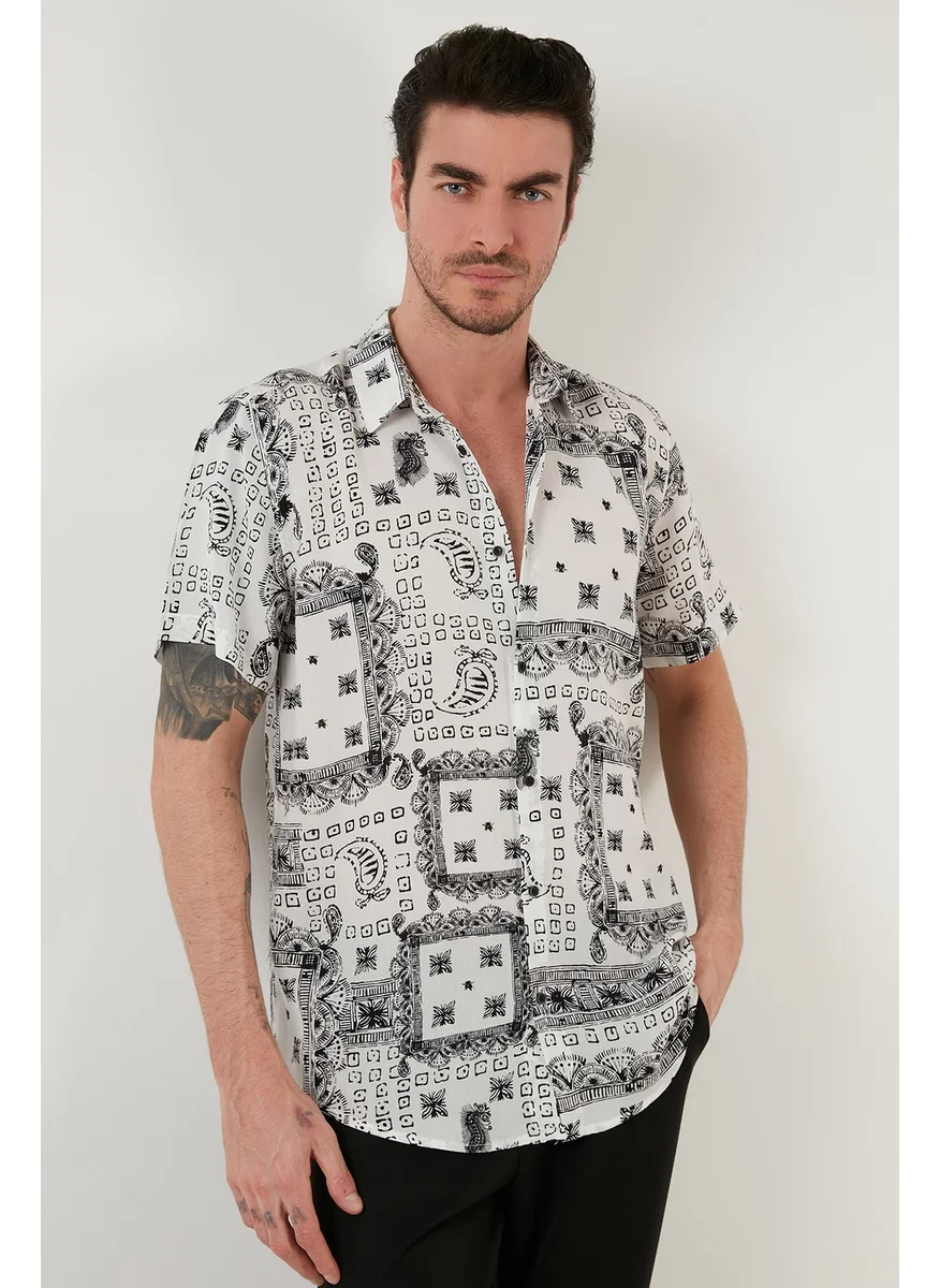 Buratti Buttoned Plain Collar Short Sleeve Shirt Men's Shirt CF21S114291
