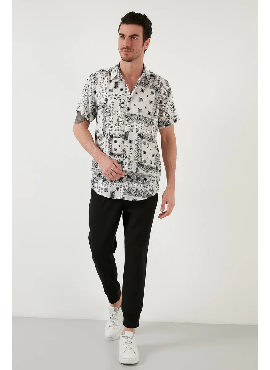 Buratti Buttoned Plain Collar Short Sleeve Shirt Men's Shirt CF21S114291