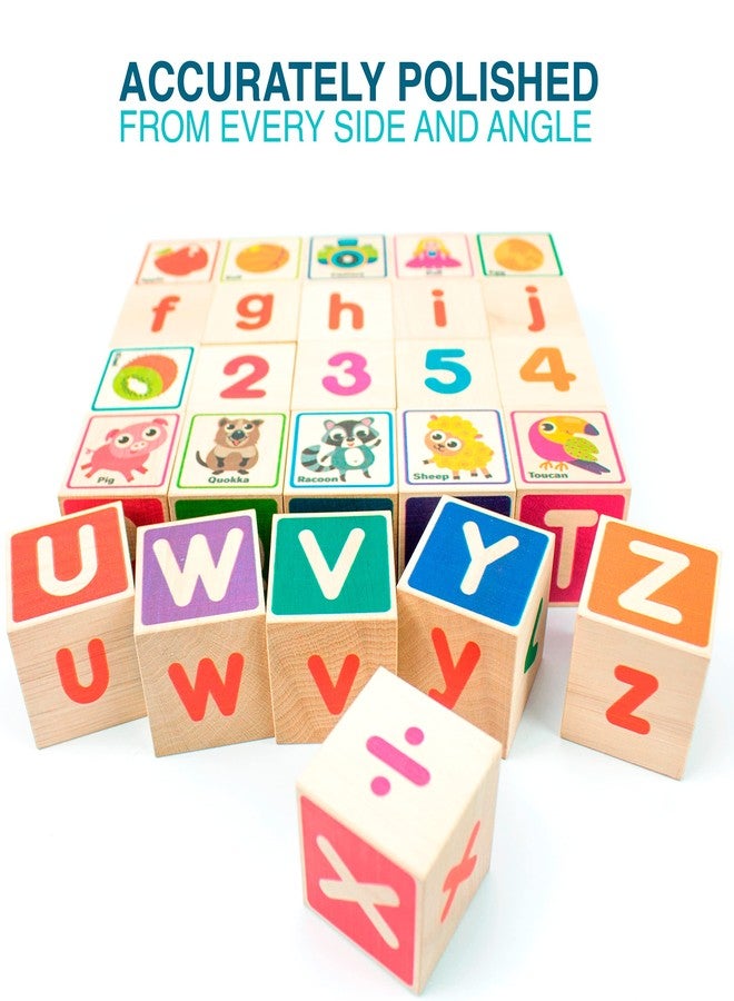 QUOKKA Wooden Blocks for Toddlers 1-3 - 26 ABC Learning Baby Blocks for Kids 3-5 Year Olds Stacking Alphabet Wood Toys for 2-4 yo - Educational with Letters Numbers - Image 3