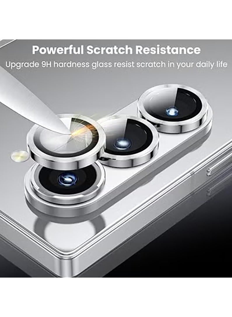 Compatible with Samsung Galaxy Z Fold 7 camera lens protector, Metallic texture style tempered glass camera lens cover Galaxy Z Fold 7 [Metal CD cable]- Silver  - Image 3