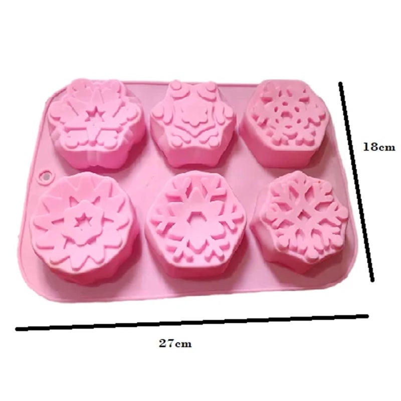 XilaMagic Pink Silicone Baking Mould with 6 Decorative Designs 22 x 11 cm - Image 2
