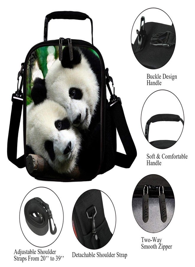 7-Mi Kids Lunch Bag Reusable 3D Design Snack Shoulder Bags with Zipper Online Insulated Thermal Girls Boys Lunch Tote Bags Cooler Box for Picnic(Panda) - Image 2