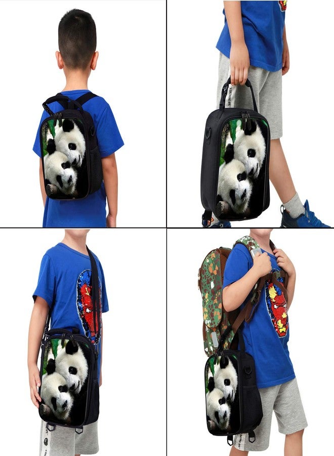 7-Mi Kids Lunch Bag Reusable 3D Design Snack Shoulder Bags with Zipper Online Insulated Thermal Girls Boys Lunch Tote Bags Cooler Box for Picnic(Panda) - Image 4