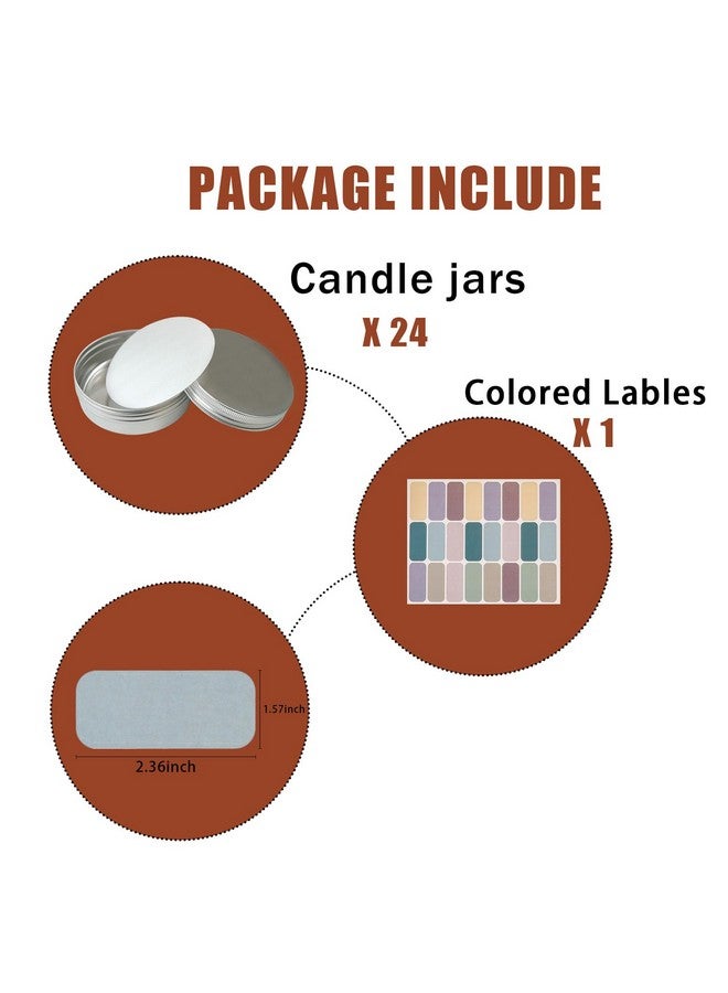 LIYAR 4 oz Tins with Lids,24 Pack 4oz Tins Wide Mouth Aluminum Tin Cans, Durable Salve Containers Round Metal Tins with Lid and Labels for Spices,Candles or Salve(Silver) - Image 4
