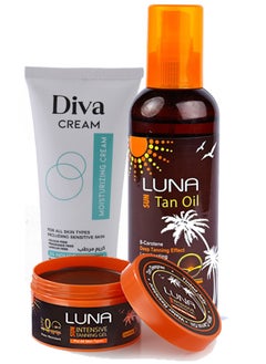 group tanning (tanning gel 130 gm-tanning oil200 ml -  Moisturizing Cream For all Skin Types 100 GM )