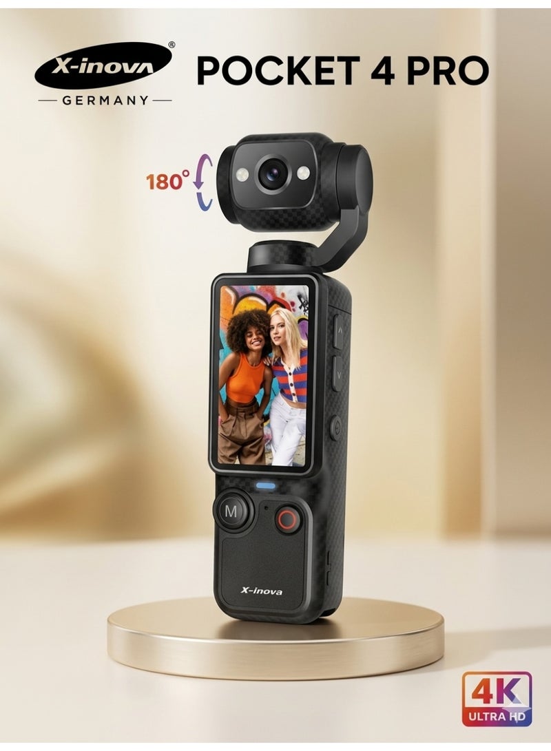 X-Inova كاميرا X-inova Pocket 4 Pro 4K Ultra HD المحمولة مع ضبط زاوية يدوي بزاوية 180 درجة - Image 1